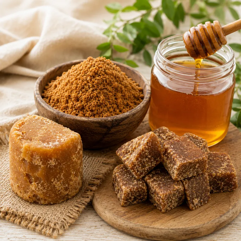 Natural Sweeteners — jaggery, honey and natural sugars
